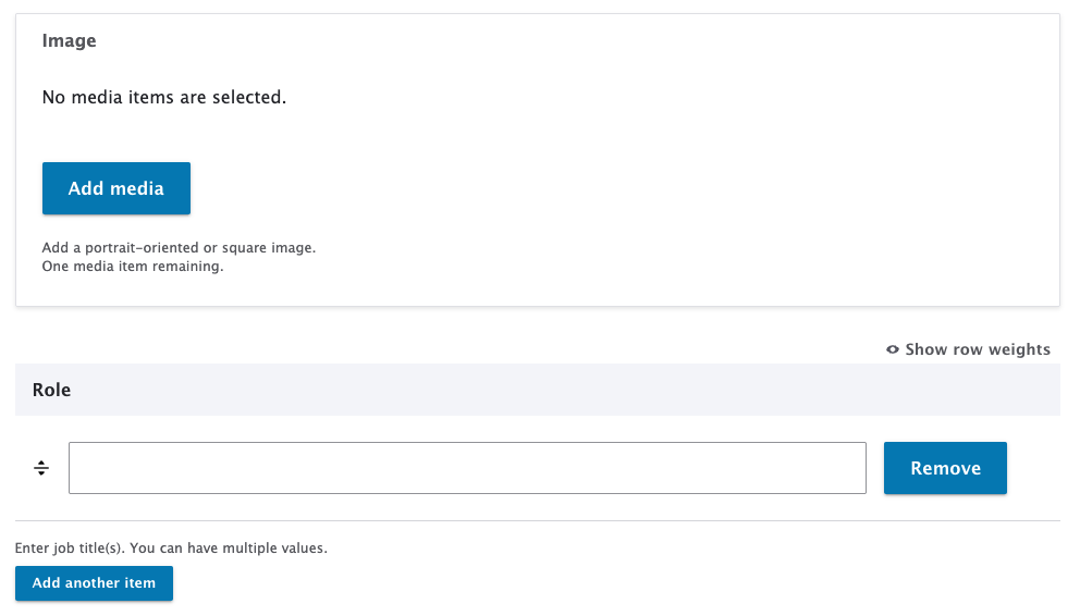 Add a Profile: Image and Role fields