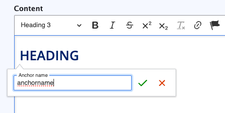 Screenshot of Anchor Link field